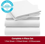 Mellanni Full Sheets Set - 4 PC Iconic Collection Bedding - Hotel Luxury, Extra Soft, Cooling Bed Sheets - Wrinkle, Fade, Stain Resistant (Full, Striped White)