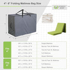 Cuddly Nest Folding Mattress Storage Bag - Heavy Duty Carry Case for Tri-Fold Guest Bed (Fits 4" Queen Mattress,Grey)