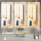 60x36 Inch LED Bathroom Mirror, Gold Metal Framed Lighted Mirror for Bathroom, Wall Mouted LED Vanity Mirror with Lights, 3 Colors and Stepless Dimmable, Anti-Fog, Memory