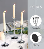 Candlestick Holders Taper Candle Holders, Set of 6 Silver Candle Holder Set, Vintage Table Centerpiece for Wedding Christmas Holiday