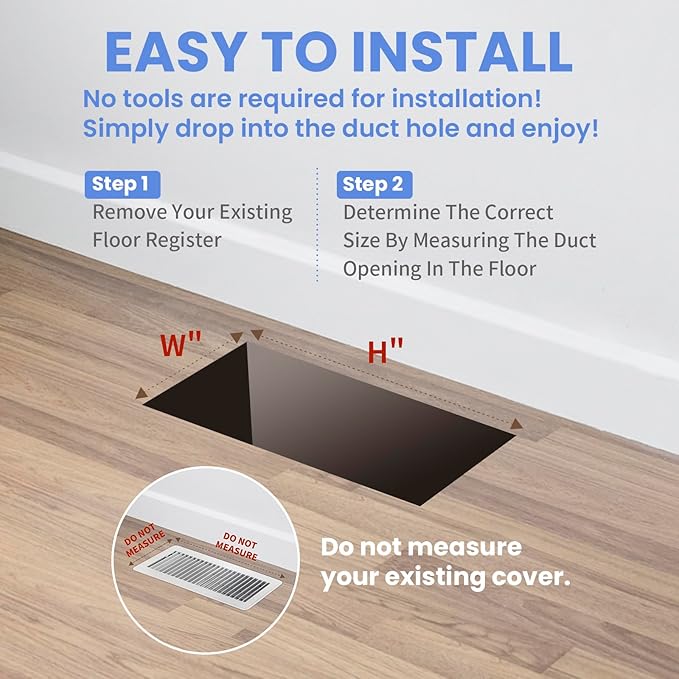 4x10 Inches 2 Pack Heavy Duty Walkable Floor Register - Easy Adjust Air Supply Lever Decorative Floor Vent Covers - Boston Design Vent Covers for Home - Satin Nickel