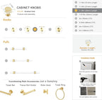 QOGRISUN 10-Pack Brass Crystal Cabinet Knobs,Glass Crystal Gold Drawer Knobs,1-1/8-Inch Square,Decorative Dresser Pulls, Modern Cabinet Hardware