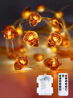 Fall Decor Acorn Fairy Lights Battery Operated with Remote, 10ft 30LED Acorn Fall Lights String 8 Modes & Timer Waterproof Outdoor Indoor for Thanksgiving Autumn Harvest Garland Halloween Decorations