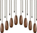 8 Pieces Ceiling Fan Pull Chains Extender Wooden Pendant Pull Chain Extension for Ceiling Light Lamp Fan(Walnut Color)
