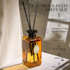 M&SENSE 10.14 oz Large Reed Diffuser Set | Pumpkin Apple Pie Scent Oil Diffuser with Sticks | Hotel Collection Non-Toxic Essential Oil |for Bedroom Bathroom Living Room