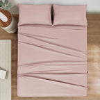 Mejoroom Striped Full Size Sheets – Extra Soft Full Size Bed Sheets - 16inches deep Pocket Full Sheet Set, Breathable, Wrinkle, Fade and Stain Resistant - 4 Piece (02-Dusty Pink)