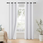 NICETOWN 100% Blackout Window Curtain Panels 84 inch Length for Living Room, Set of 2, Snow White, 42 inches Wide, Thermal Insulated Drapes