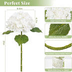 MARTINE MALL 4Pcs 21in Hydrangea Artificial Flowers, Latex Real Touch Hydrangeas Lifelike Large Hydrangea Flowers for Home Decor Party Arrangements Wedding Bouquets Centerpieces (White)