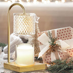 Candle Warmer Lamp, Candle Lamp Wax Warmer, Timer & Dimmer 7-Levels, Fits Cup Jar Candle, Top Melting, Crystal Heater Lamp for Scented Wax, Elegant Home Decor, Clear Glass