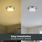 Designers Fountain 13 in 3-Light Flush Mount Ceiling Light, Pewter with Alabaster Glass Shade, 1257M-PW-AL