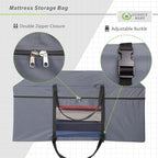 Cuddly Nest Folding Mattress Storage Bag - Heavy Duty Carry Case for Tri-Fold Guest Bed (Fits 4" Queen Mattress,Grey)
