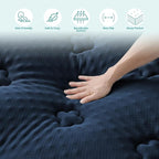 Hansleep RV Short Queen Mattress Topper Viscose Derived from Bamboo, Camping Memory Foam Pillow Top Mattress Topper, Breathable Mattress Pad for Back Pain Relief, 60" x 75", Navy Blue
