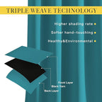 NICETOWN Bedroom Blackout Curtains Panels - Triple Weave Energy Saving Thermal Insulated Solid Grommet Blackout Draperies for Patio (80 inches by 108 Inch, Peacock Teal, Set of 2)