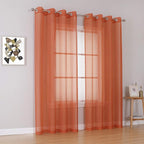 KEQIAOSUOCAI Patio Door Sheer Curtain Panels - Ceiling to Floor Extra Long Voile Drape Curtains Window Treatment for Sliding Glass Door (Burnt Orange,2 Pieces,W 54 x L 95 inches)