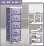 Sorbus Fabric Dresser for Kids Bedroom - Chest of 5 Drawers, Tall Storage Tower, Clothing Organizer, for Closet, for Playroom, for Nursery, Steel Frame, Fabric Bins - Wood Handle (Tie-dye Purple)