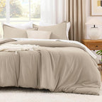 Litanika Oversized King Comforters Khaki Super King Size, 3 Pieces Lightweight Solid Bedding Comforter Set, All Season Fluffy Bed Set (120x120In Comforter & 2 Pillowcases)