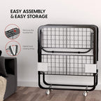 EconoHome Folding Bed with Mattress - 75x38 Twin Size Frame - Portable Rollaway Guest Bed with 5-inch Memory Foam Mattress - Space-Saving Foldable Design for Easy Storage
