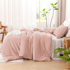 Litanika Blush Pink Comforter California King Size, 3 Pieces Cal King Lightweight Solid Bedding Comforter Set, All Season Fluffy Bed Set (104x96In Comforter & 2 Pillowcases)
