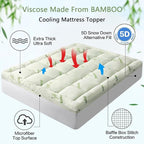 Premium Viscose Made from Bamboo California King Size Mattress Topper for Back Pain, Quilted Fitted Extra Thick Mattress Pad,Pillow Top Mattress Cover with Deep Pocket Up to 21 Inches（72 * 84inch）