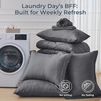 HEVUMYI California King Comforter Set - 7-Piece All Season Bed in a Bag Cali-King, Ultra Soft Bedding Set with Comforter, Flat Sheet, Fitted Sheet, Pillowcases, Pillow Shams, Dark Grey