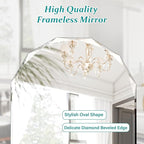Pregaspor Single Beveled Edge Bathroom Vanity Mirror, 20" x 28" Oval Wall Mirror, Shatterproof Frameless Mirror for Over Sink, Restroom