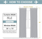 ChrisDowa 100% Blackout Curtains for Bedroom with Black Liner, 2 Thick Layers Total Blackout Thermal Insulated Grommet Long Window Curtains 2 Panels Set (Black, 52 x 95 Inch)