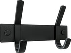 Matte Black Small Coat Rack Wall Mount – 6 Inch Stainless Steel Hook Rail with 2 Double Coat Hooks – Wall Mounted Entryway Organizer for Coats, Hats, Bags, Towels, Robes, Closet or Bathroom