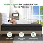 Queen Mattress, Hybrid Mattresses 10 Inch Euro Top Medium Firm for Back & Lumbar Support, 100 Night Trial, Individual Pocket Spring Bed for Motion Isolation & Pressure Relief Black