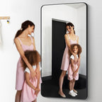 72" x 36"Bathroom Mirror, Matte Black Wall Mirror with Metal Frame, Decorative Rectangular Vanity Mirror for Bedroom Bathroom Living Room Entryway (Horizontal/Vertical)