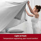 Mellanni Split King Sheets Set - 5 PC Iconic Collection Bedding - Hotel Luxury, Extra Soft, Cooling Bed Sheets - Wrinkle, Fade, Stain Resistant (Split King, Light Gray)