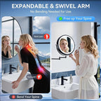 10'' 30X/1X Wall Mounted Lighted Makeup Mirror, 5000mAh Rechargeable Double-Sided Magnifying Mirror with Light, LED Vanity Mirror Touch Dimmable 3 Colors 360° Rotation Extended Foldable Arm, Black