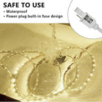 SURNIE LED Rope Lights Outdoor Waterproof Warm White, 50ft Outside Bright Lighting Cuttable Connectable Flexible 110V Cool Clear Flat 3000K, Indoor Deck Patio Christmas Camping Decor, Not Tube Rope