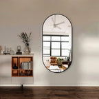 Delma Bathroom Wall Full Length Mirror for Wall, 48''x24'', Gold Oval for Bedroom Entryway Bathroom, Metal Framed Vanity(48''x24'',Black)