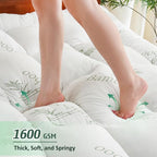 DOWNCOOL 3 Inch Memory Foam Mattress Topper King – Cooling Pillow Top Mattress Topper for Back Pain Relief, with Bamboo Viscose Air Layer, 1600 GSM Fill, Deep Pocket Fits 8–21 Inch