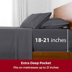 Mellanni Extra Deep Split King Sheets - 5 PC Iconic Collection Bedding - Hotel Luxury, Ultra Soft, Cooling Bed Sheets - Wrinkle, Fade, Stain Resistant (Split King, Gray)
