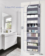 ULG 1 Pack Compact Size Over Door Organizer Slim Door Storage for Small-Sized Doors, 5 Shelves, Dark Gray