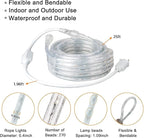 SURNIE LED Rope Lights Outdoor Warm White, Waterproof 25FT Cuttable 3000K Soft Lighting Indoor 110V Flexible Clear Tube for Bedroom Outside Garden Deck Patio Camping Decor, Not Flat Strip