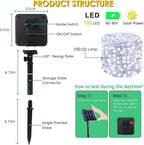 Solar String Lights Outdoor, 4 Pack Each 100 LED Solar Christmas Twinkle Lights Outside, Waterproof Copper Wire with 8 Modes Solar Fairy Lights for Garden Yard Tree Wedding Christmas Decor(Cool White)