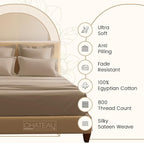 Deep Pocket Queen Sheets set, 100% Cotton Sheets Queen Size set, 800 Thread Count Soft & Durable 4 Piece Sheet & Pillowcase Sets, Sateen Weave Hotel Sheet Fits upto 17", No Pill Machine Wash- Taupe