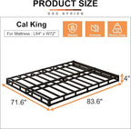 EMODA 4 Inch California King Box Spring Bed Base, 3000 LBS Heavy Duty Metal Mattress Foundation with Fabric Cover, Easy Assembly