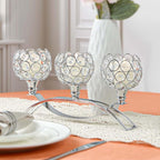 Crystal Tealight Candle Holder Centerpiece Home Decorative Candlestick Holder Elegant Table Centerpiece Home Decor Wedding Party Anniversary (Silver, 3 Arm)
