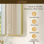 TETOTE Gold Vanity Mirror 20 x 30 Brushed Gold Metal Framed Vanity Mirror, Tempered Glass, Modern Farmhouse Wall Mounted Mirrors for Decorative(Horizontal/Vertical)