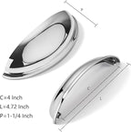 khtumeware 2 Pack 4" Drawer Pulls Polished Chrome Cabinet Cup Pulls Kitchen Hardware Cabinet Handles Drawer Handles Knobs 4 inch Hole Center