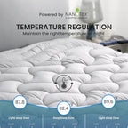 SLEEP ZONE Full Size Cooling Mattress Pad for Double Bed, Premium Zoned Quilted Mattress Topper, Wrap Around Mattress Protector Cover, Machine Wash Durable, Deep Pocket 8-21 inch, Silver Grey, Full