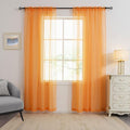 HUTO Orange Sheer Curtains 84 inches Long for Bedroom Top Rod Pocket Sheer Window Panels Curtains for Nursery Living Room 52 by 84 Inch Length Set of 2