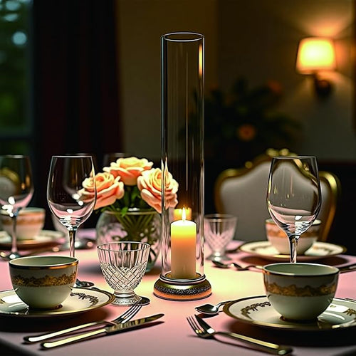12 Pcs 2.5"W x 14"H Hurricane Glass Candle Holders - Bottomless Glass Hurricane Pillar Candle Holder Open Ended Sleeve Tube Cover for Pillar Candleholders （Metal Candlestick not Included）