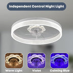 20‘’ Ceiling Fan with Light, Upgraded Low Profile Fan, Flush Mount Ceiling Fan, 6 Speeds, Dimmable LED, App & Remote Control, Quiet DC Motor, for Bedroom, Living Room, F093 White-D