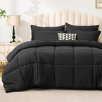 Love's cabin Twin Comforter Set Ash Black, 5 Pieces Twin Bed in a Bag, All Season Bedding Sets with 1 Comforter, 1 Flat Sheet, 1 Fitted Sheet, 1 Pillowcase and 1 Pillow Sham