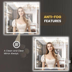LOAAO 30"X30" LED Mirror for Bathroom, Lighted Bathroom Mirror with Lights, Anti-Fog, Dimmable, Memory Function, Easy to Install, Clear Reflection