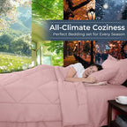 HEVUMYI Rose Gold King Comforter Set - 7-Piece All Season Bed in a Bag King, Ultra Soft Bedding Set with Comforter, Flat Sheet, Fitted Sheet, Pillowcases, Pillow Shams